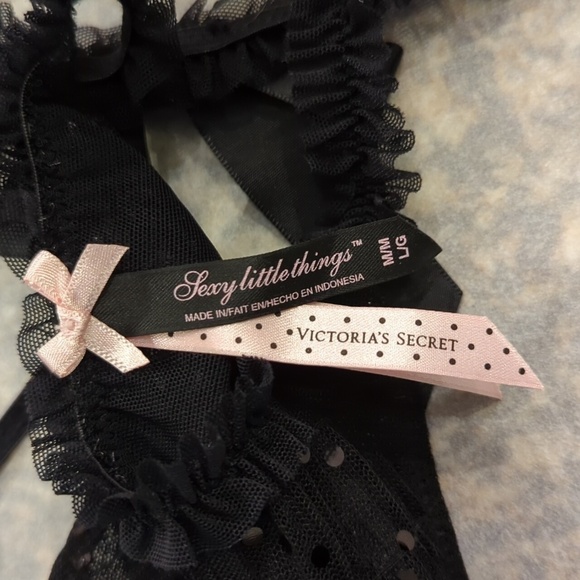 Victoria's Secret Sexy Little Things Baby Doll Mini Dress 36C Black Thong Y2K - Picture 4 of 16